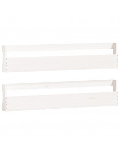 Scarpiere a Parete 2pz Bianco 110x9x23cm Legno Massello di Pino 2