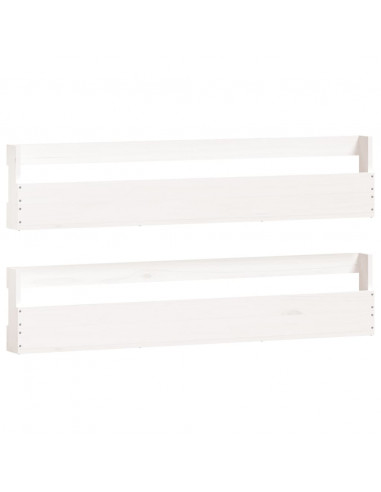 Scarpiere a Parete 2pz Bianco 110x9x23cm Legno Massello di Pino