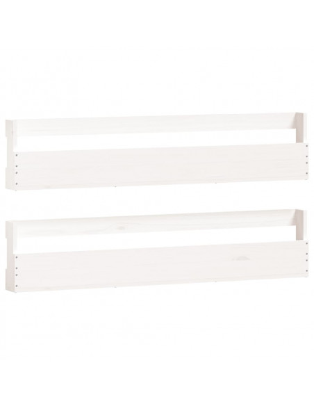 Scarpiere a Parete 2pz Bianco 110x9x23cm Legno Massello di Pino
