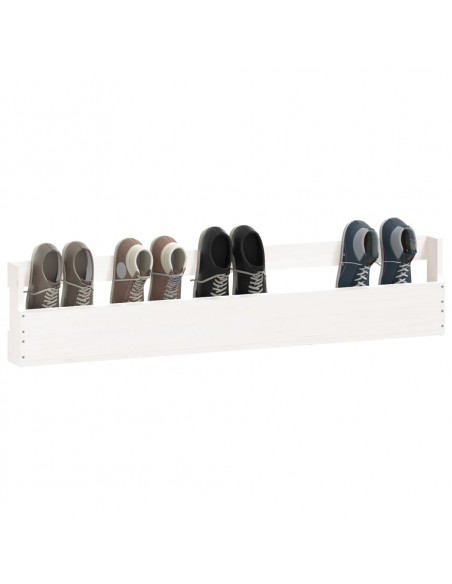 Scarpiere a Parete 2pz Bianco 110x9x23cm Legno Massello di Pino