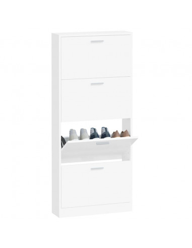 Scarpiera Bianca 59x17x150 cm in Legno Multistrato