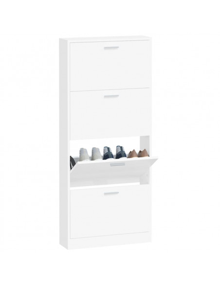 Scarpiera Bianca 59x17x150 cm in Legno Multistrato