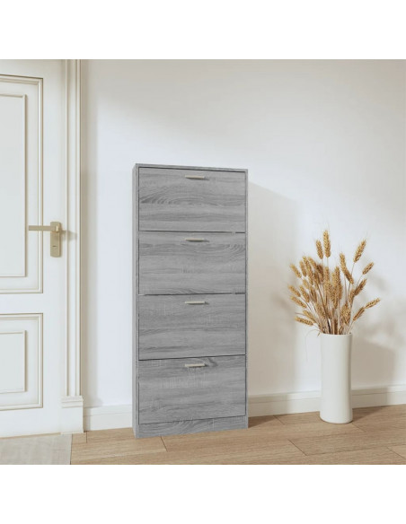 Scarpiera Grigio Sonoma 59x17x150 cm in Legno Multistrato