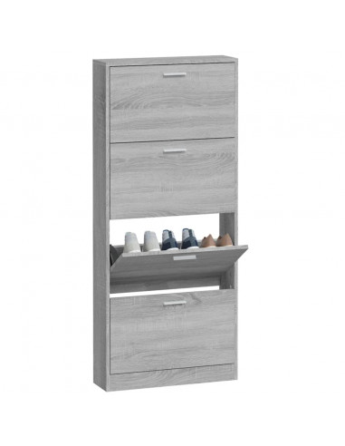 Scarpiera Grigio Sonoma 59x17x150 cm in Legno Multistrato