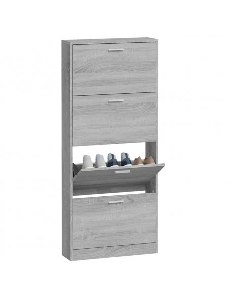 Scarpiera Grigio Sonoma 59x17x150 cm in Legno Multistrato