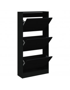 Scarpiera Nera 60x21x125,5 cm in Legno Multistrato 2