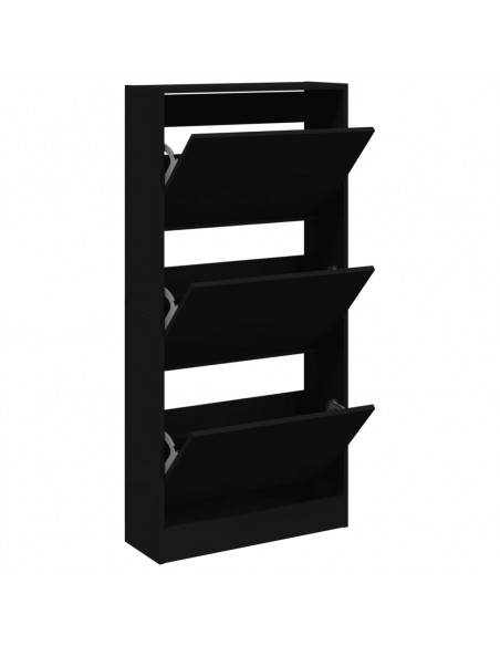 Scarpiera Nera 60x21x125,5 cm in Legno Multistrato