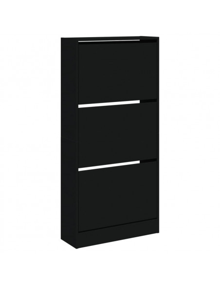 Scarpiera Nera 60x21x125,5 cm in Legno Multistrato