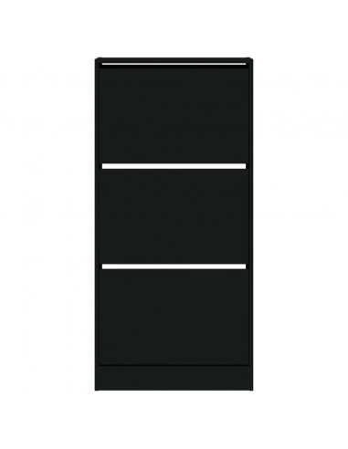 Scarpiera Nera 60x21x125,5 cm in Legno Multistrato