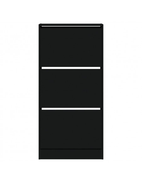 Scarpiera Nera 60x21x125,5 cm in Legno Multistrato
