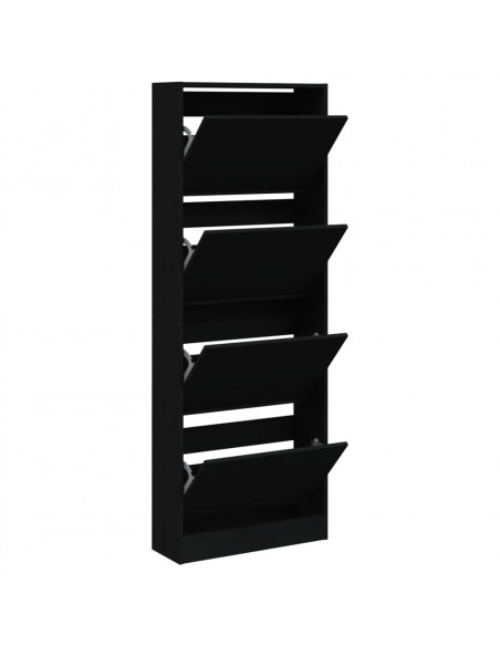 Scarpiera Nera 60x21x163,5 cm in Legno Multistrato