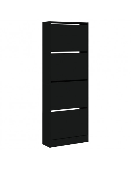 Scarpiera Nera 60x21x163,5 cm in Legno Multistrato