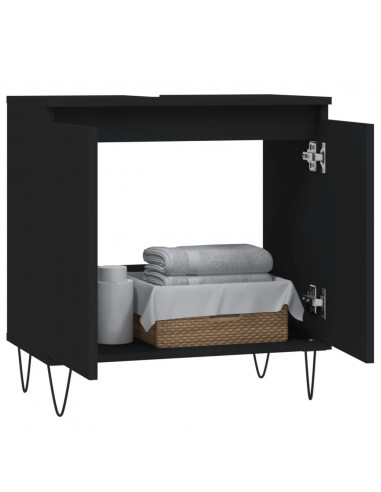 Mobile da Bagno Nero 58x33x60 cm in Legno Multistrato