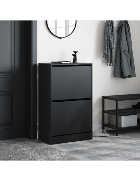 Scarpiera Nera 60x34x96,5 cm in Legno Multistrato