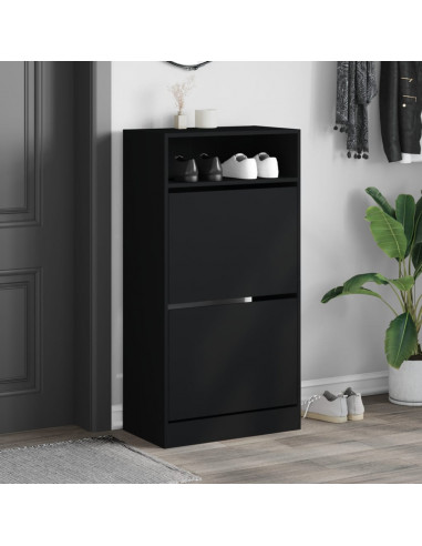 Scarpiera Nera 60x34x116 cm in Legno Multistrato
