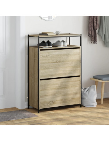 Scarpiera Rovere Sonoma 75x34x112 cm in Legno Multistrato