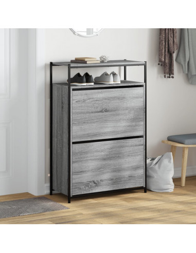 Scarpiera Grigio Sonoma 75x34x112 cm in Legno Multistrato