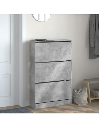 Scarpiera Grigio Cemento 80x21x125,5 cm in Legno Multistrato