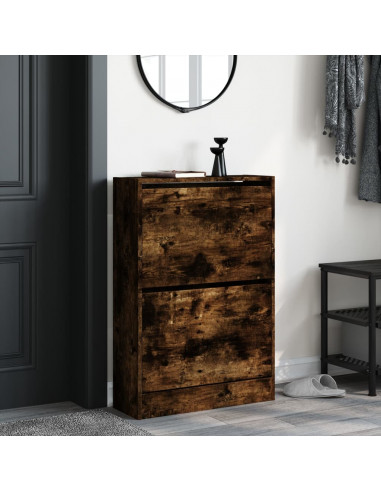 Scarpiera Rovere Fumo 60x21x87,5 cm in Legno Multistrato