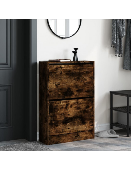 Scarpiera Rovere Fumo 60x21x87,5 cm in Legno Multistrato