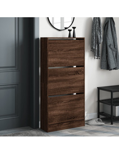 Scarpiera Rovere Marrone 60x21x125,5 cm in Legno Multistrato