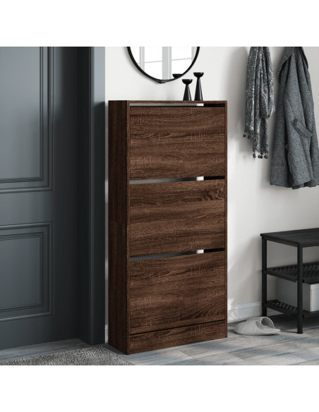Scarpiera Rovere Marrone 60x21x125,5 cm in Legno Multistrato