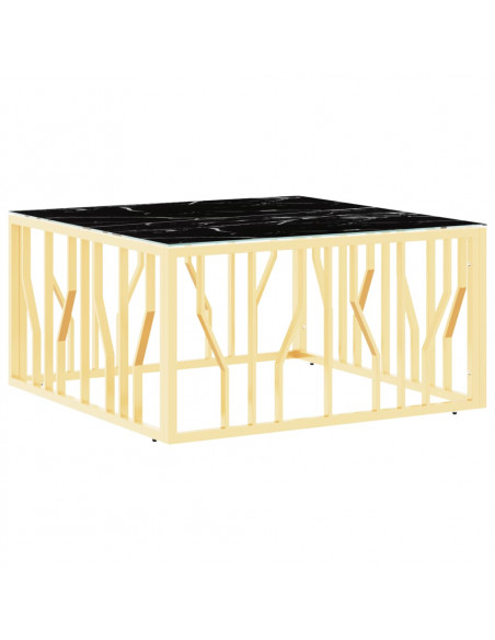 Tavolino da Salotto Oro 80x80x40 cm in Acciaio Inox e Vetro