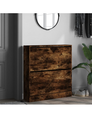 Scarpiera Rovere Fumo 80x21x87,5 cm in Legno Multistrato