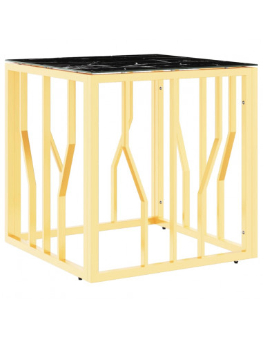 Tavolino da Salotto Oro 50x50x50 cm in Acciaio Inox e Vetro