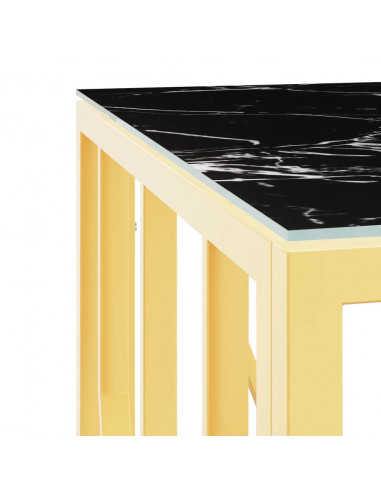 Tavolino da Salotto Oro 50x50x50 cm in Acciaio Inox e Vetro