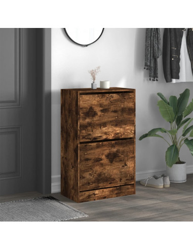 Scarpiera Rovere Fumo 60x34x96,5 cm in Legno Multistrato