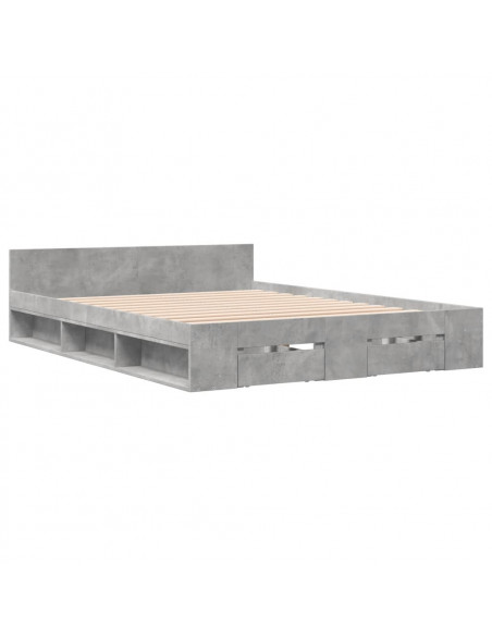 Giroletto Cassetti Grigio Cemento 160x200 cm Legno Multistrato