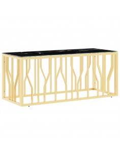 Tavolino da Salotto Oro110x45x45 cm in Acciaio Inox e Vetro 2