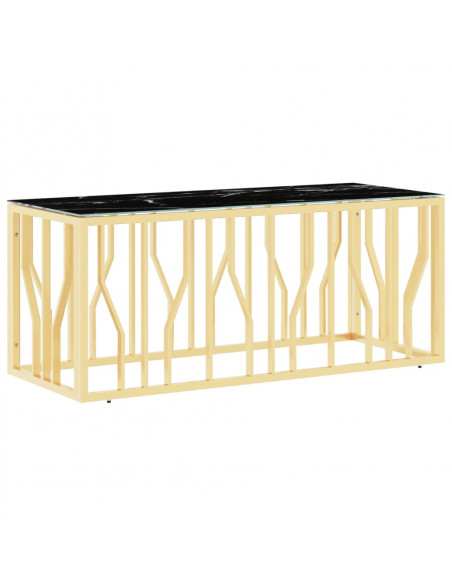Tavolino da Salotto Oro110x45x45 cm in Acciaio Inox e Vetro