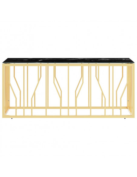 Tavolino da Salotto Oro110x45x45 cm in Acciaio Inox e Vetro
