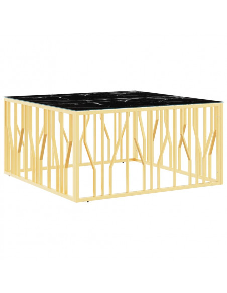 Tavolino da Salotto Oro 100x100x50 cm in Acciaio Inox e Vetro