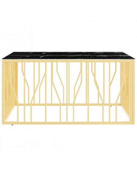 Tavolino da Salotto Oro 100x100x50 cm in Acciaio Inox e Vetro