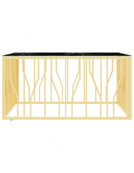 Tavolino da Salotto Oro 100x100x50 cm in Acciaio Inox e Vetro