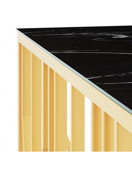 Tavolino da Salotto Oro 100x100x50 cm in Acciaio Inox e Vetro