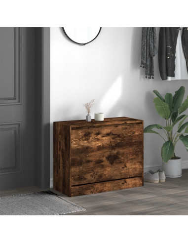 Scarpiera Rovere Fumo 80x34x63 cm in Legno Multistrato