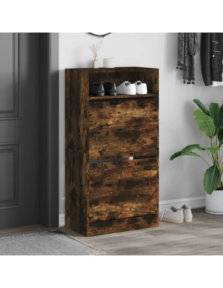 Scarpiera Rovere Fumo 60x34x116 cm in Legno Multistrato