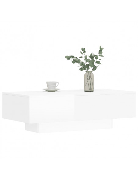 Tavolino Salotto Bianco Lucido 100x49,5x31 cm Legno Multistrato