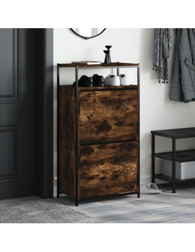 Scarpiera Rovere Fumo 60x34x112 cm in Legno Multistrato