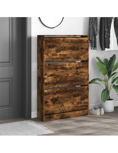 Scarpiera Rovere Fumo 80x21x125,5 cm in Legno Multistrato