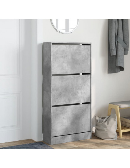 Scarpiera Grigio Cemento 60x21x125,5 cm in Legno Multistrato