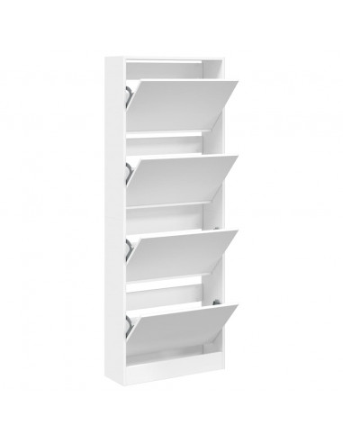 Scarpiera Bianca 60x21x163,5 cm in Legno Multistrato