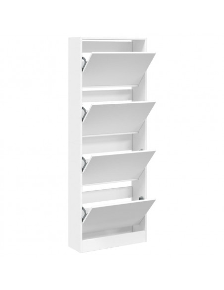 Scarpiera Bianca 60x21x163,5 cm in Legno Multistrato