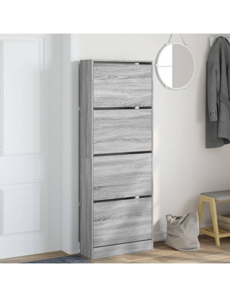 Scarpiera Grigio Sonoma 60x21x163,5 cm in Legno Multistrato