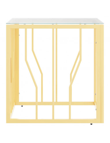 Tavolino da Salotto Oro 50x50x50 cm in Acciaio Inox e Vetro