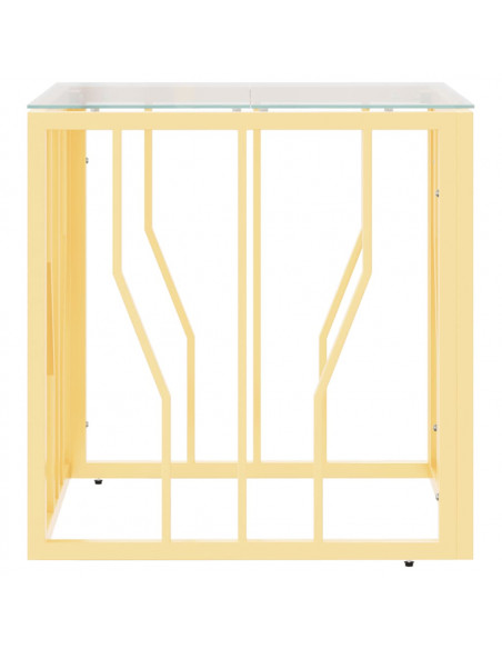 Tavolino da Salotto Oro 50x50x50 cm in Acciaio Inox e Vetro